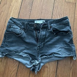 black jean shorts